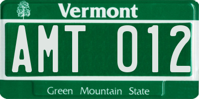 VT license plate AMT012