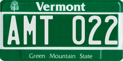 VT license plate AMT022