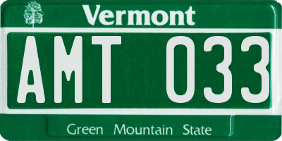 VT license plate AMT033