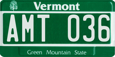 VT license plate AMT036