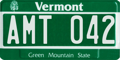 VT license plate AMT042