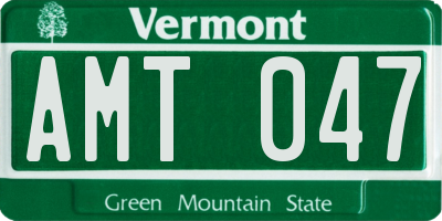VT license plate AMT047