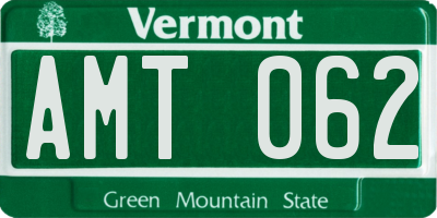 VT license plate AMT062