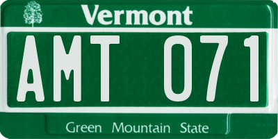 VT license plate AMT071