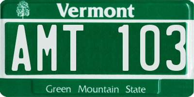 VT license plate AMT103