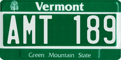 VT license plate AMT189