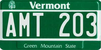 VT license plate AMT203