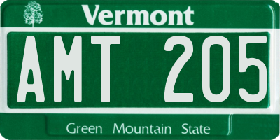 VT license plate AMT205