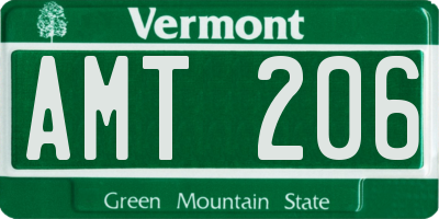 VT license plate AMT206