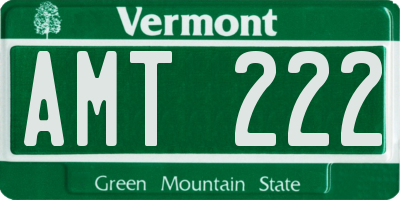 VT license plate AMT222