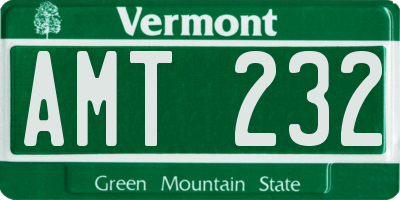 VT license plate AMT232