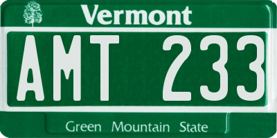 VT license plate AMT233