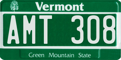 VT license plate AMT308
