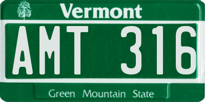 VT license plate AMT316