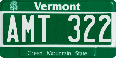 VT license plate AMT322