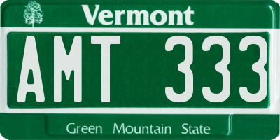 VT license plate AMT333