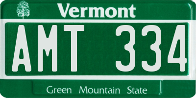VT license plate AMT334