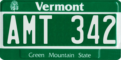 VT license plate AMT342