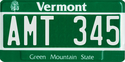 VT license plate AMT345
