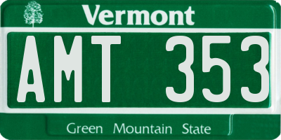 VT license plate AMT353