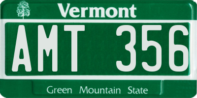 VT license plate AMT356