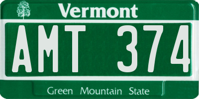 VT license plate AMT374