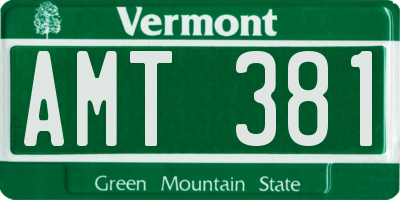 VT license plate AMT381