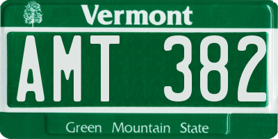 VT license plate AMT382