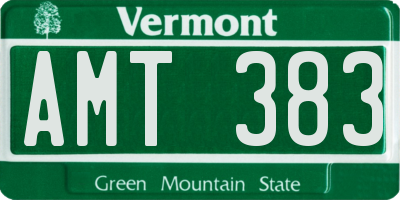 VT license plate AMT383