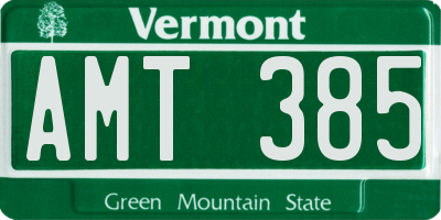 VT license plate AMT385