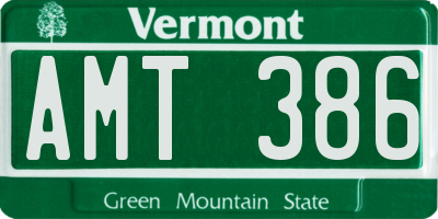 VT license plate AMT386