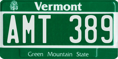 VT license plate AMT389