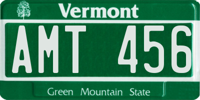 VT license plate AMT456
