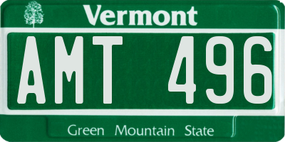 VT license plate AMT496