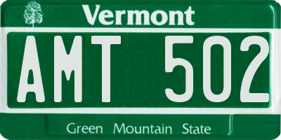 VT license plate AMT502