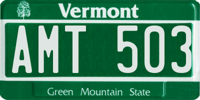 VT license plate AMT503