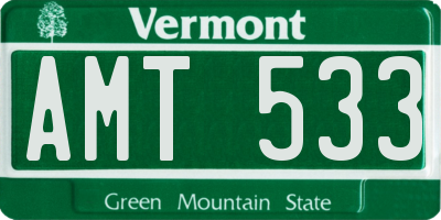 VT license plate AMT533