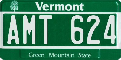 VT license plate AMT624