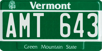 VT license plate AMT643