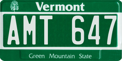 VT license plate AMT647