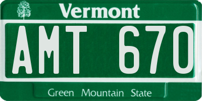 VT license plate AMT670