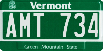 VT license plate AMT734