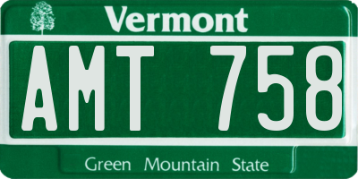 VT license plate AMT758