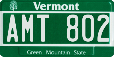 VT license plate AMT802