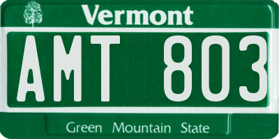 VT license plate AMT803