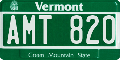 VT license plate AMT820
