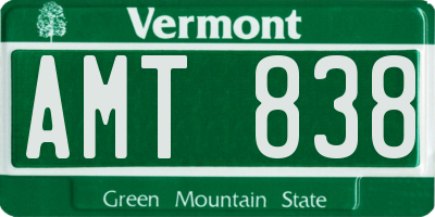 VT license plate AMT838