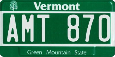 VT license plate AMT870