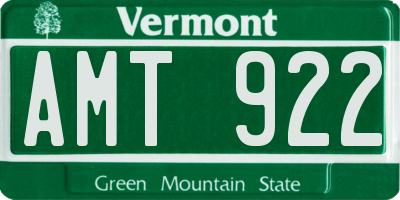 VT license plate AMT922