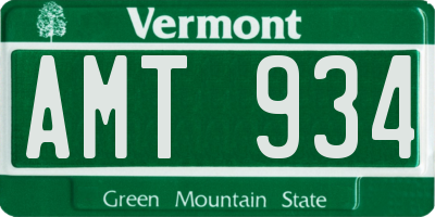 VT license plate AMT934